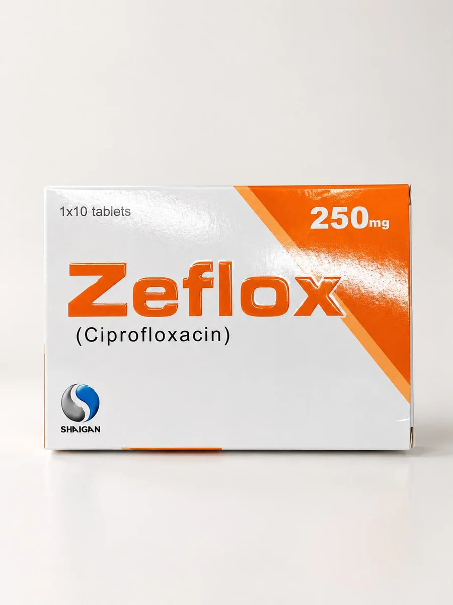 Zeflox carton with a full UV gloss and raised spot-UV lettering
