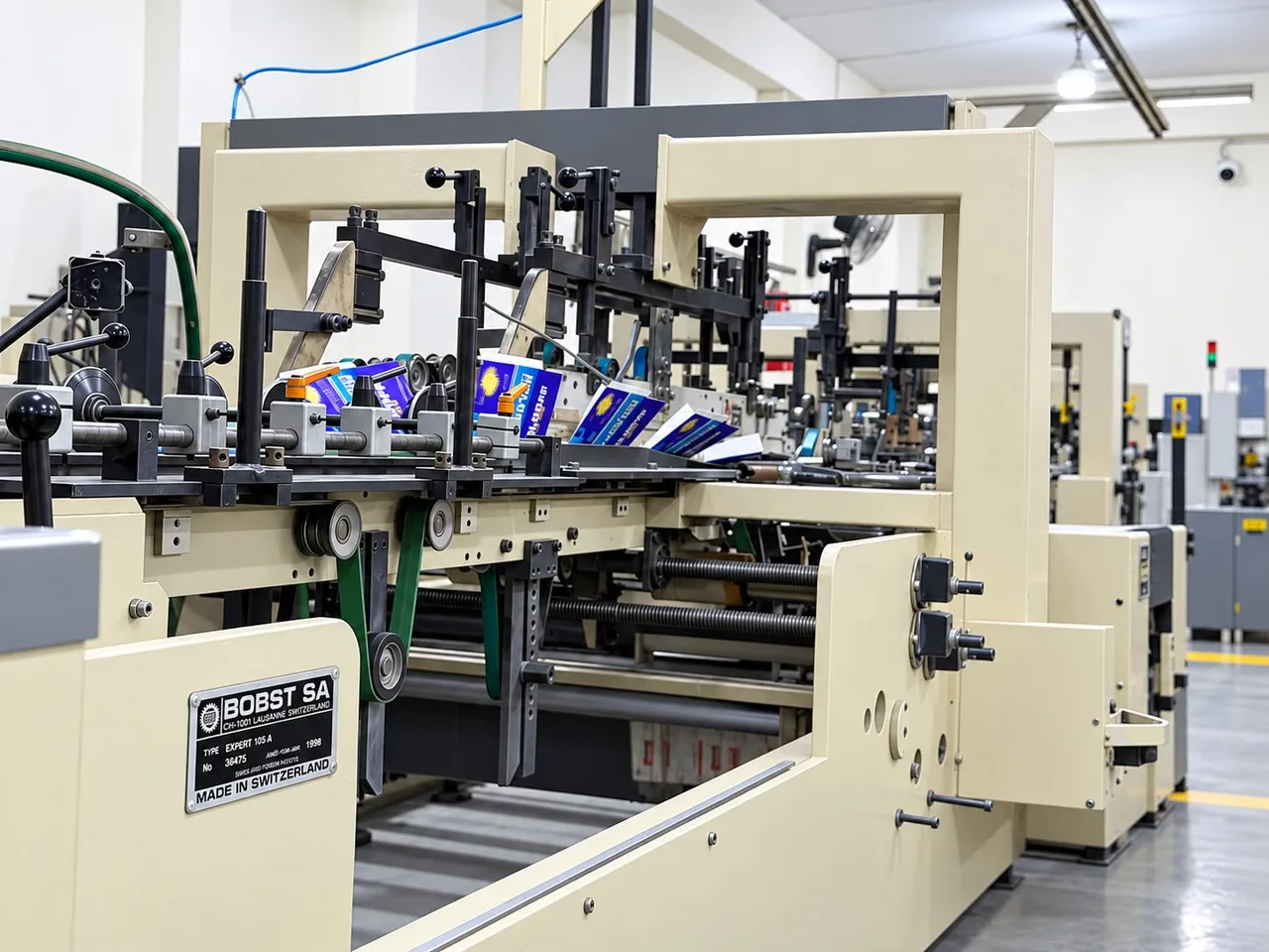 Bobst Expert 105 A folder-gluer running printed cartons.