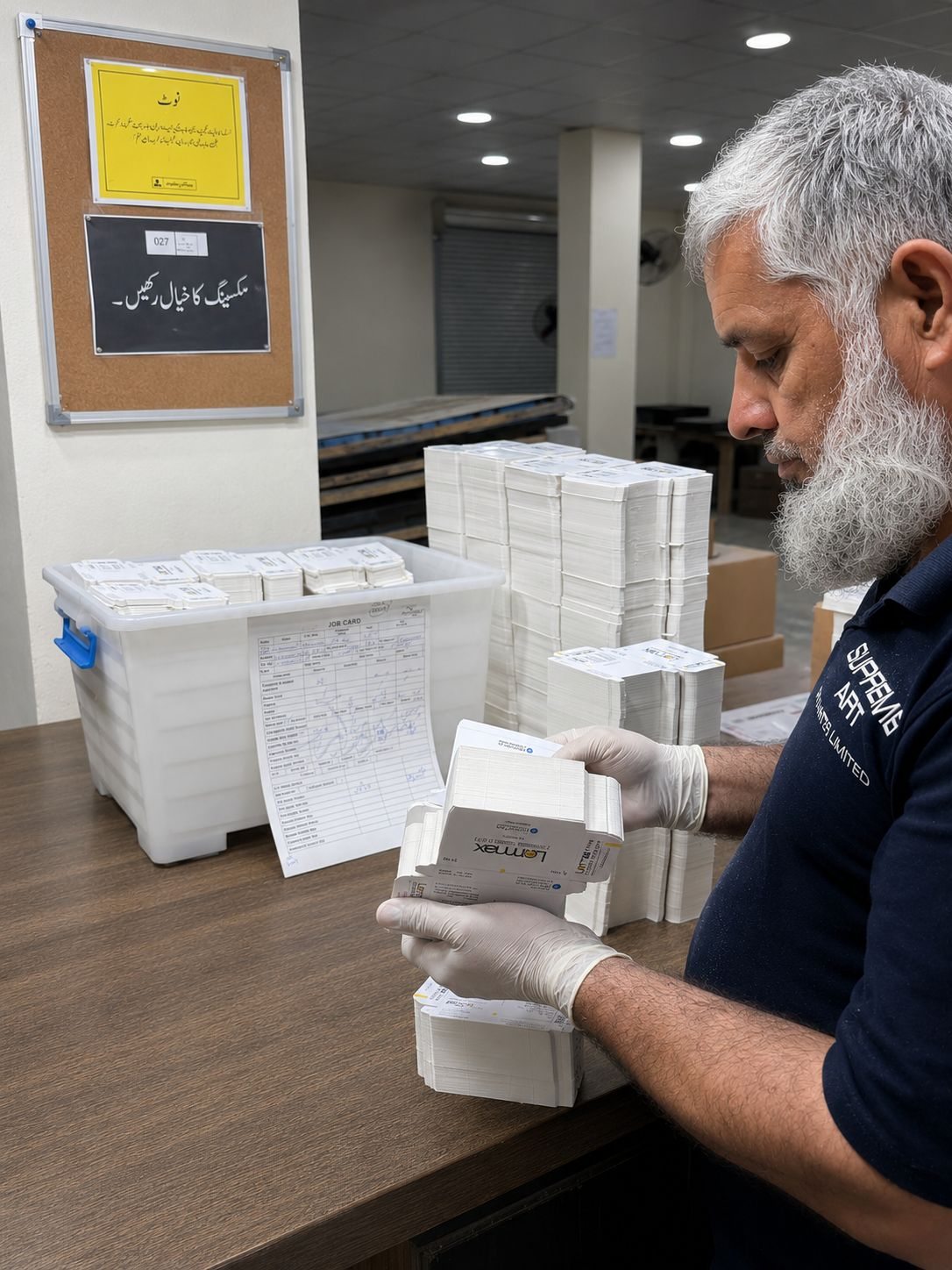 Carton inspection by hand at Supreme Art